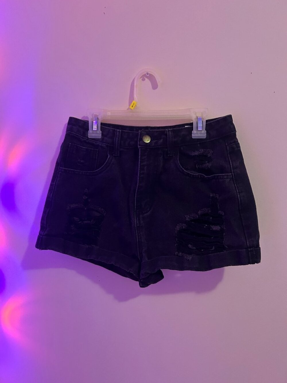 Black Ripped Jean Shorts